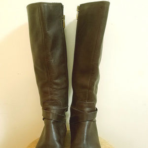Franco Sarto Leather Brown Knee High Boots